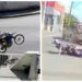 [Vídeo] Motociclista empina moto, tenta fugir, mas acaba batendo em viatura da PM em Jaraguá do Sul