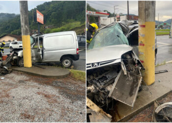 [Fotos e vídeos] Grave acidente é registrado no Trevo do Relógio, em Guaramirim