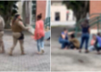[Vídeo] Três moradores de rua brigam no Centro de Jaraguá do Sul