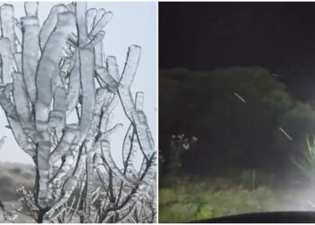 [Vídeos] Frio chega e ‘congela’ paisagens em SC