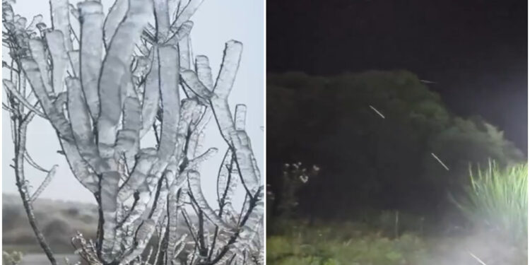 [Vídeos] Frio chega e ‘congela’ paisagens em SC