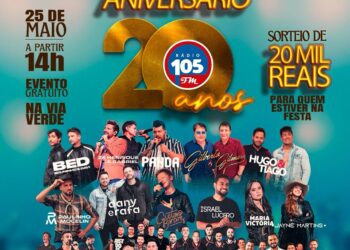 Rádio 105 FM comemora 20 anos com shows gratuitos na Via Verde; confira os detalhes