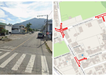 Trânsito de Jaraguá do Sul conclui rotatória de quadra no bairro Rau