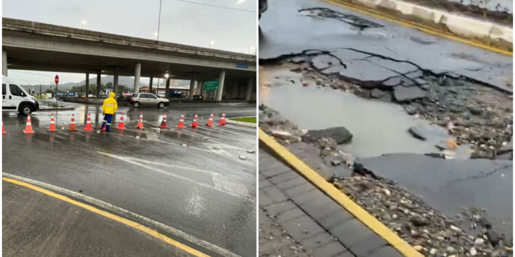 Rompimento de rede interrompe trânsito na Rua João Butschardt, em Guaramirim