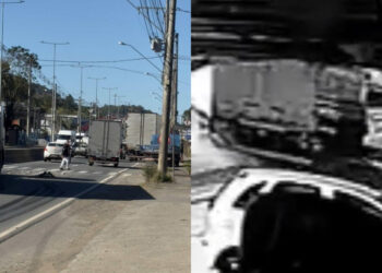 [Vídeo] Acidente entre dois caminhões é registrado na BR-280, em Guaramirim