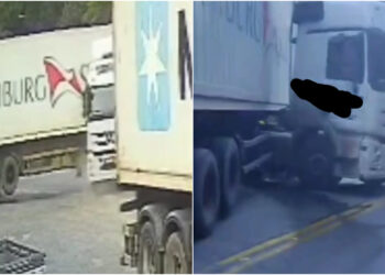 [Vídeo] Carreta desgovernada causa interdição da Serra Dona Francisca