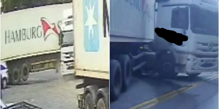 [Vídeo] Carreta desgovernada causa interdição da Serra Dona Francisca