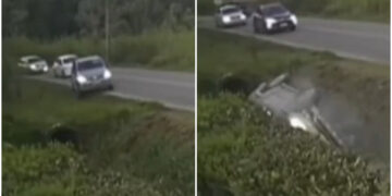 [Vídeo] Carro sai de pista e mulher se afoga em Jaraguá do Sul