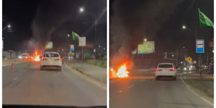 [Vídeo] Manifestação em apoio a Bolsonaro reúne apoiadores no limite entre Jaraguá do Sul e Guaramirim