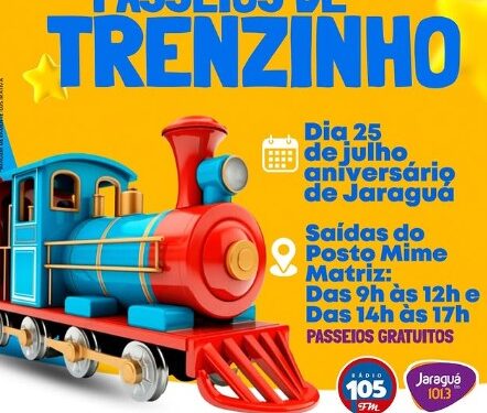 Passeios de Trenzinho vão animar o aniversário de Jaraguá do Sul no dia 25 de julho
