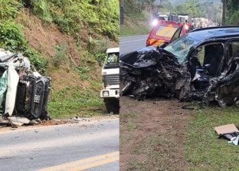 [Vídeo] Duas pessoas ficam feridas após grave colisão na BR-280, em Corupá