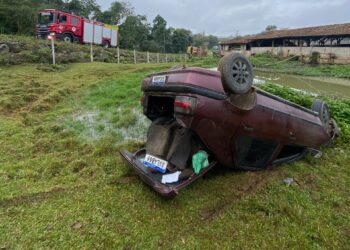 Motorista é levado ao hospital após saída de pista em Guaramirim