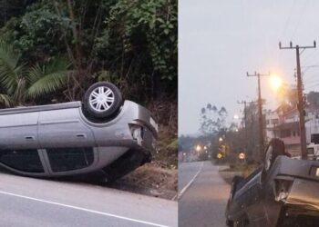 Veículo capota em Jaraguá do Sul