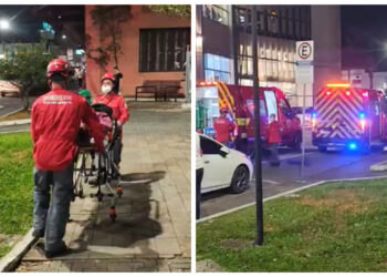 [Vídeo] Moradores de rua brigam com barras de ferros e são levados ao hospital em Jaraguá do Sul