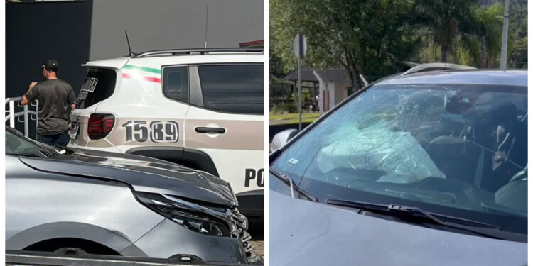 [Vídeo] Dois carros se envolvem em acidente em Jaraguá do Sul