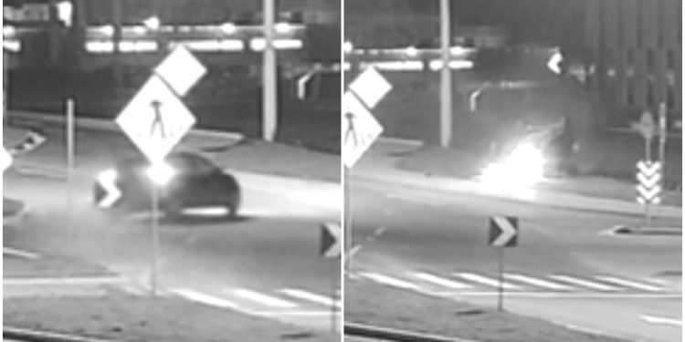 [Vídeo] Em 30 minutos, dois acidentes são registrados em rotatória de Jaraguá do Sul