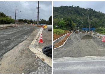 Prosseguem as obras nas cabeceiras da ponte do bairro São Luis, em Jaraguá do Sul