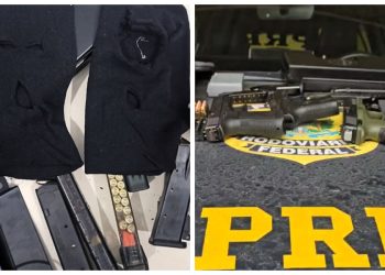 [Vídeo] Homem é preso com três pistolas e mais de 160 munições na BR-101, em Joinville