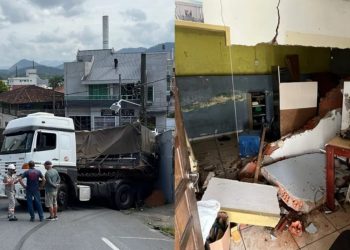 Defesa Civil interdita imóvel em Jaraguá do Sul após acidente com caminhão