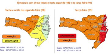 Governo de SC suspende aulas na rede estadual diante do alerta de ciclone