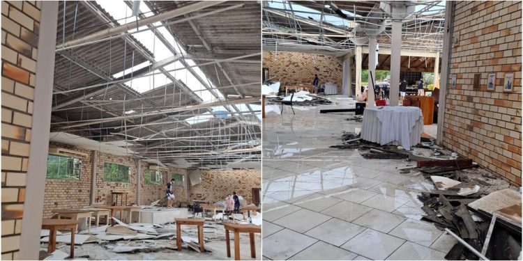 Representantes da Sociedade Alvorada, em Jaraguá do Sul, ainda calculam prejuízo causado por vendaval