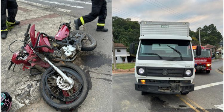 Motociclista fica gravemente ferida após acidente em Pomerode