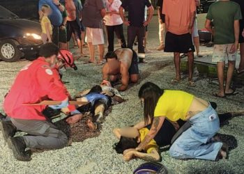 Acidente entre carro e moto deixa motociclista em estado grave e passageira ferida em Jaraguá do Sul