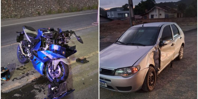 [Vídeo] Motociclista fica ferido após acidente na SC-108, em Guaramirim