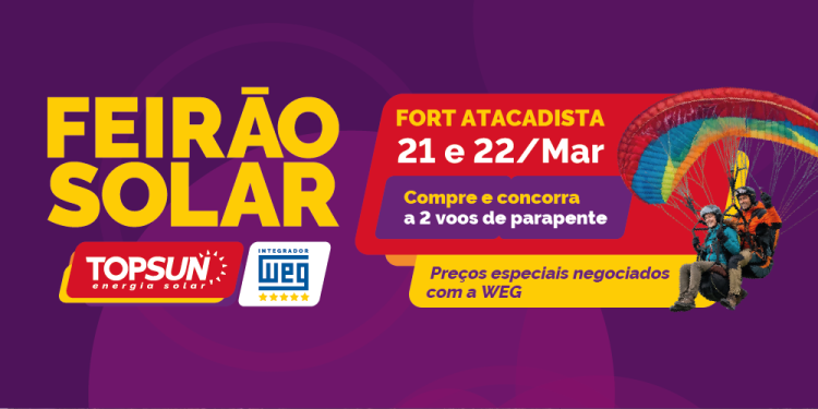 Feirão Solar Topsun WEG será neste fim de semana (21 e 22) em Jaraguá do Sul