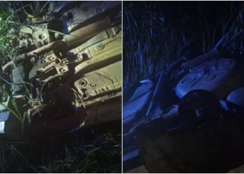 “Inacreditável”: Carro tem as rodas furtadas após capotar em Massaranduba
