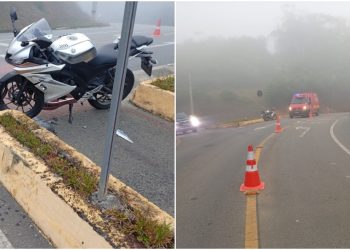 Motociclista perde controle e colide contra mureta no Centro de Schroeder