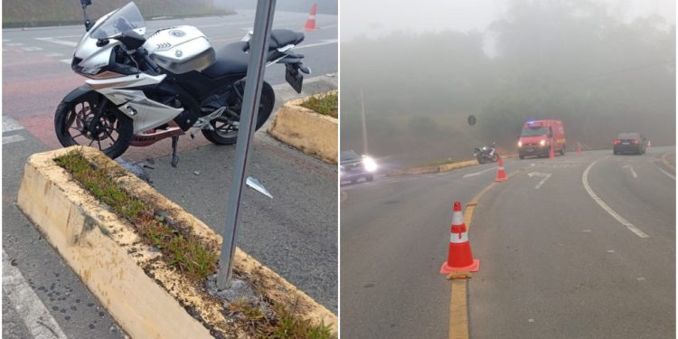 Motociclista perde controle e colide contra mureta no Centro de Schroeder
