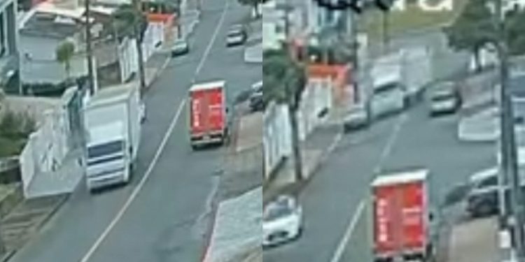 “Motorista foi bem”: Caminhão perde freio e motorista mostra habilidade ao desviar de carros em Jaraguá do Sul