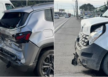 [Vídeo] Colisão entre van e Jeep deixa motorista ferida na BR-280 em Guaramirim