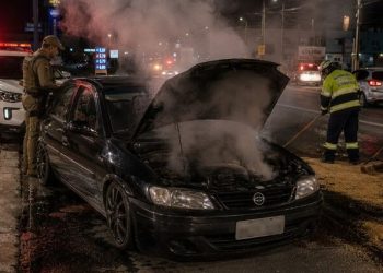 Motorista foge da PM de Schroeder até Jaraguá do Sul e carro ‘tranca’ motor