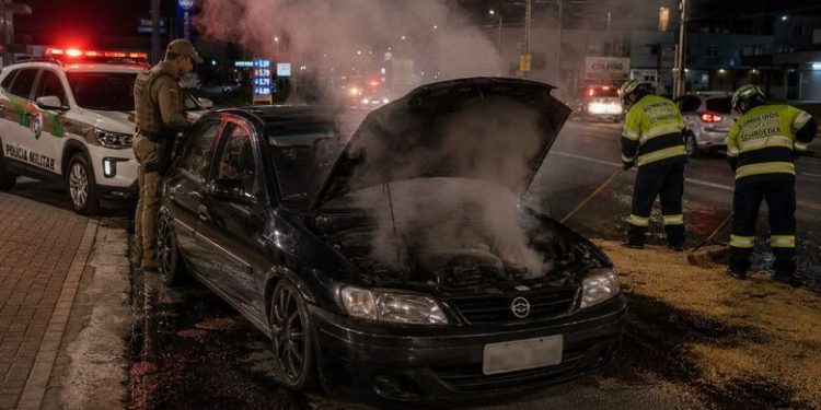 Motorista foge da PM de Schroeder até Jaraguá do Sul e carro ‘tranca’ motor