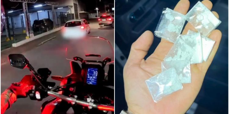 [Vídeo] “Peguei um pó pra cheirar”: PM prende traficante após denúncia de consumo perto de igreja em Jaraguá
