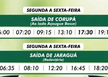 Canarinho divulga horários da Linha Corupá/Jaraguá do Sul
