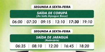 Canarinho divulga horários da Linha Corupá/Jaraguá do Sul