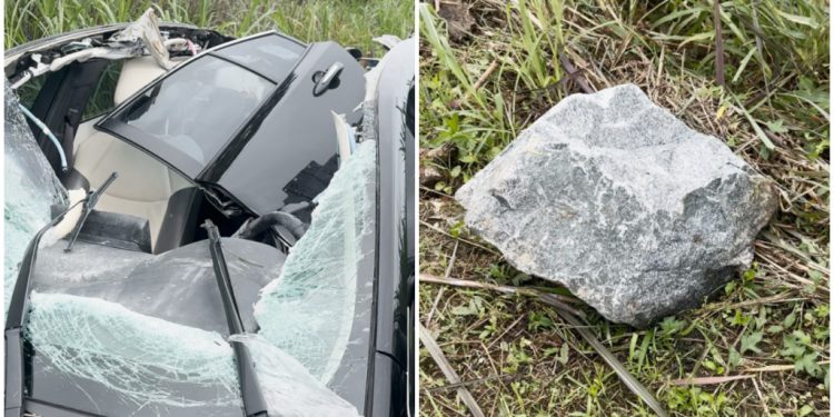 Mulher fica em estado grave após pedra cair de caminhão em Jaraguá do Sul